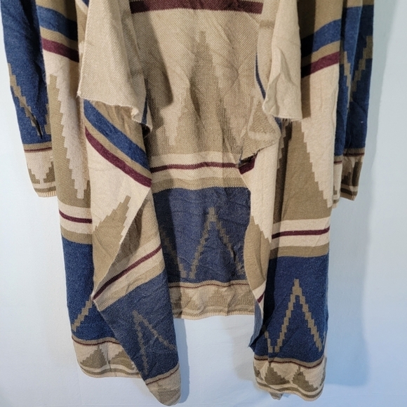 FOREIGN EXCHANGE Women's Southwestern Long Waterfall Hooded Cardigan Sz M Boho - Picture 4 of 12